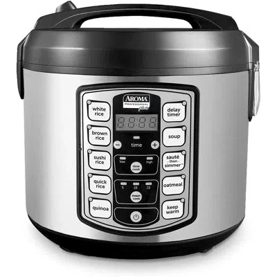 Aroma Professional Rice Cooker, 10-cup (uncooked) / 20-cup (cooked), Multicooker, Slow Cooker, 5 Qt, Stain In Stainless Steel
