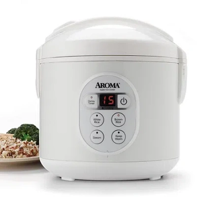 Aroma Rice Cooker In White