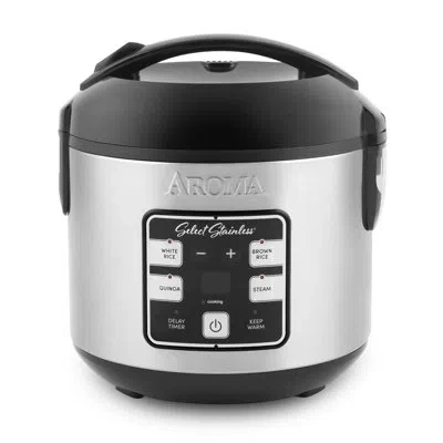 Aroma Select Stainless Rice Cooker, 4-cup (uncooked) / 8-cup (cooked), Stainless Steel Inner Pot, Multicoo