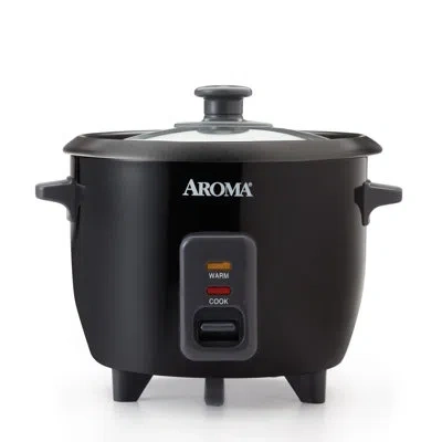 Aroma Small Rice Cooker, 3-cup (uncooked) / 6-cup (cooked), Auto Keep Warm, 1.5 Qt, Black
