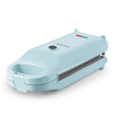 Aroma ® Swap & Flip Waffle Maker With Removable Plates: 3-in-1 Panini Press, Mini Donut Maker, And Waffle  In Blue