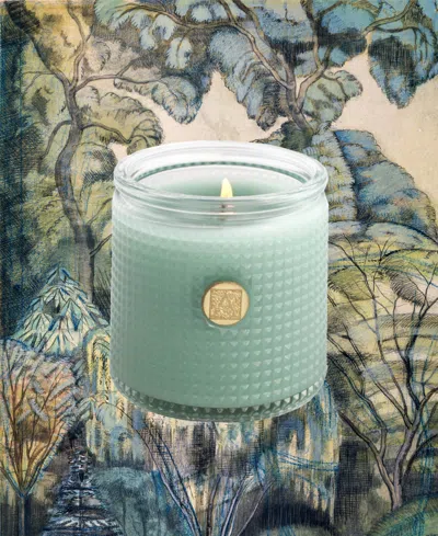 Aromatique Elegant Essentials Silver-tone Eucalyptus Textured Glass Candle, 6 oz In Light Blue