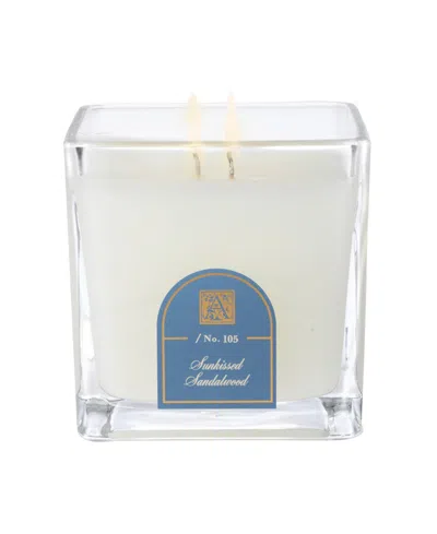 Aromatique Sun Kissed Sandalwood Two Wick Medium Cube Glass Candle In White