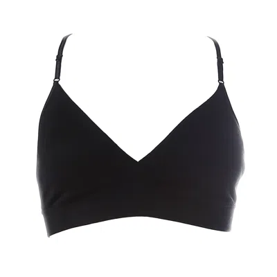 Aromatique Women's Wireless Cotton Bralette With Levers Lace Black