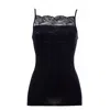 Aromatique Women's Filoscozia Cotton Camisole With Levers Lace, Black In Black