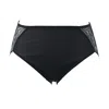 Aromatique Women's Silk Accordion Back Lace Brief - Black In Black