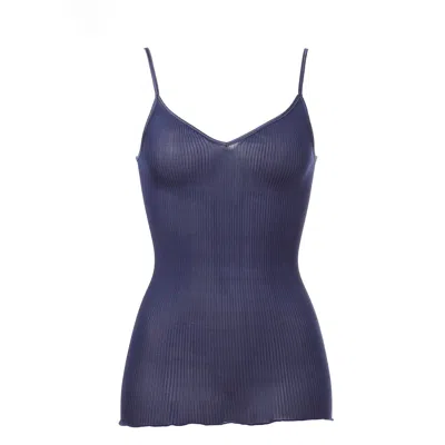 Aromatique Women's Silk Accordion Camisole, Mid Night Blue