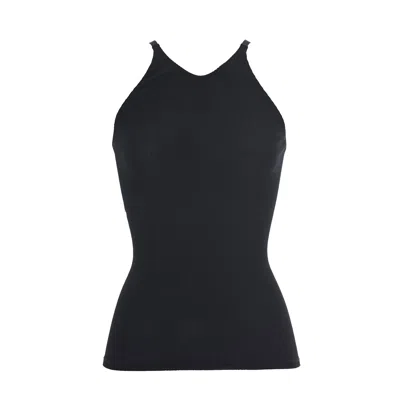 Aromatique Women's Smooth Ribbed Cotton High-neck Tank, Black