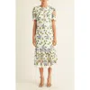Arose Studio Bella Embroidered Floral Cutwork Cocktail Midi Dress In Multi