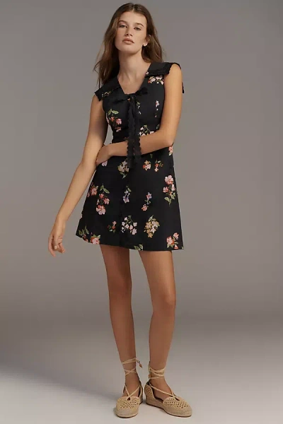 Arose Studio Charlie Sleeveless Collared Mini Dress In Black