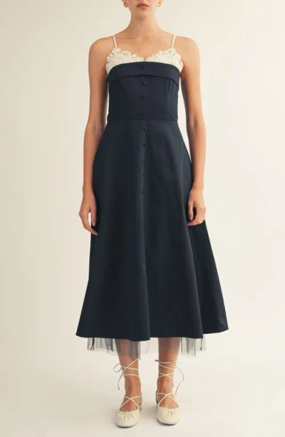 Arose Studio Cielle Midi Dress In Black