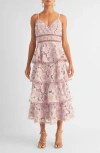 Arose Studio Eartha Eyelet Embroidery Midi Dress In Lavender