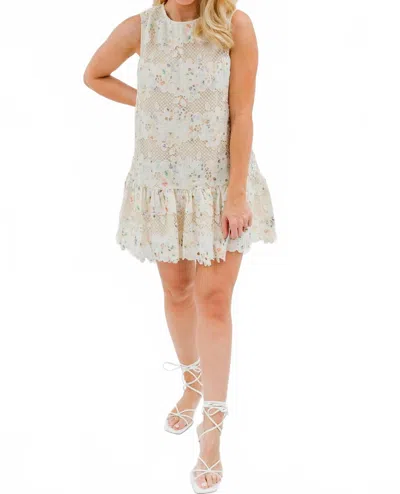 Arose Studio Floral Lace Mini Dress In Cream In White