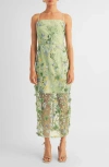 Arose Studio Hailey Embroidered Sheath Cocktail Dress In Green