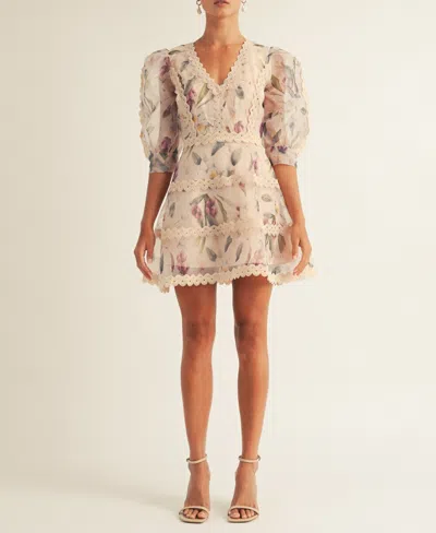 Arose Studio, Inc Women's Alkia V-neck Mini Dress In Nude