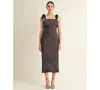 Arose Studio, Inc Women's Annelise Square Neck Tie Strap Midi Dress In Brown
