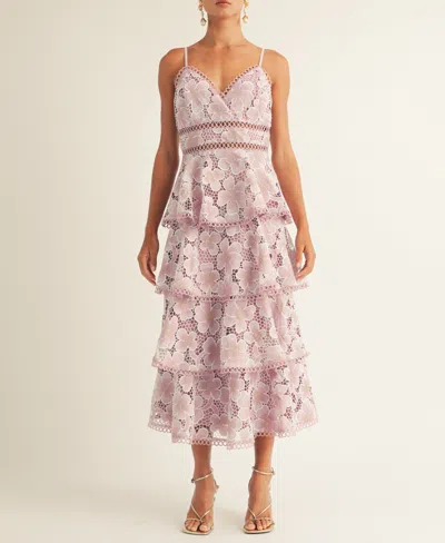 Arose Studio, Inc Women's Eartha Tiered Lace Midi Dress In Lavender