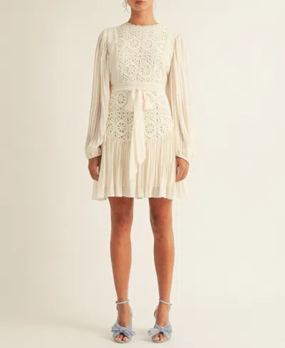 Arose Studio, Inc Women's Jules Lace-trim Blouson-sleeve A-line Dress In Cream
