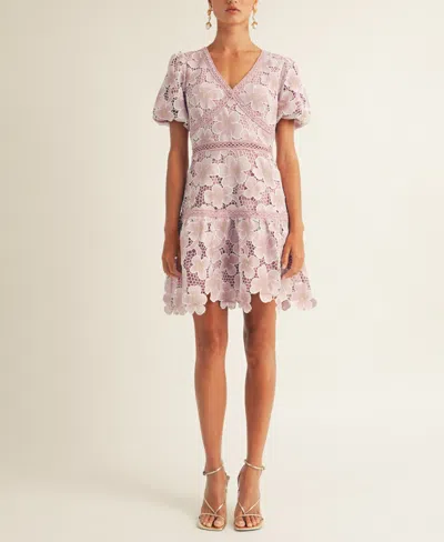 Arose Studio, Inc Women's Sarah Puff-sleeve Lace Minidress In Lavender