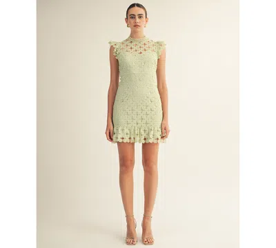 Arose Studio, Inc Women's Sophia Lace High Neck Mini Dress In Green