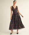 Arose Studio, Inc Women's V-neck Detailed Floral Printed Maxi Dress In Multi