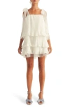Arose Studio Megan Tiered Minidress In White