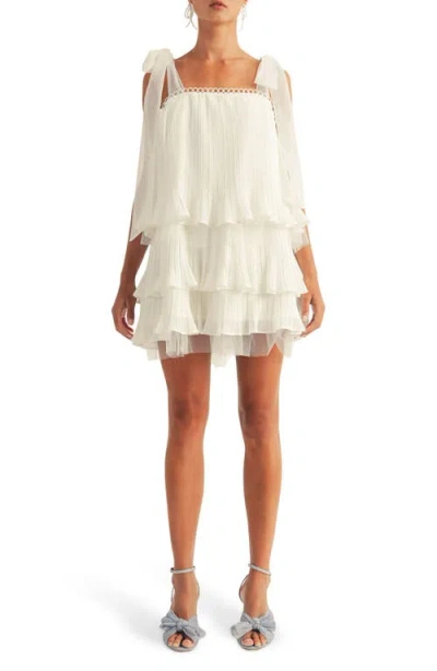Arose Studio Megan Tiered Minidress In White