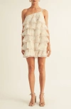 Arose Studio Olivia One Shoulder Tiered Mini Dress In Light Pink