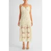 Arose Studio Sabrina Floral Lace Midi Dress In Gold