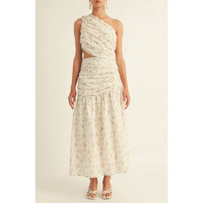 Arose Studio Soleil Eyelet Cutout One-shoulder Maxi Dress