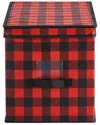 Around The Home Rectangle Fabric Ornament Storage Bin With 128 Compartments In Red