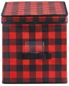 Around The Home Rectangle Fabric Ornament Storage Bin With 96 Compartments In Red