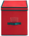 Around The Home Rectangle Ornament Storage Bin With 128 Compartments In Red