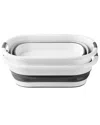 Around The Home Set Of 2 Oval Collapsable Laundry Bins In Gray