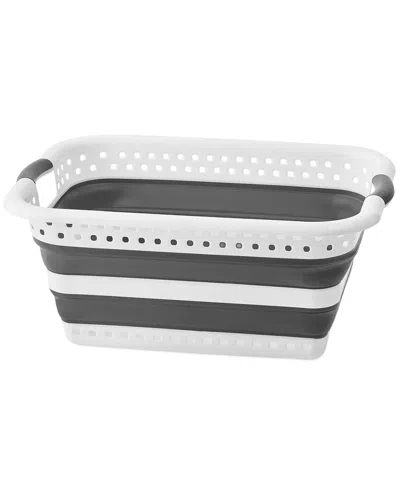 Around The Home Set Of 2 Rectangular Collapsable Laundry Bins In Gray