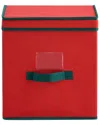 Around The Home Square Fabric Ornament Storage Bin With 64 Compartments In Red