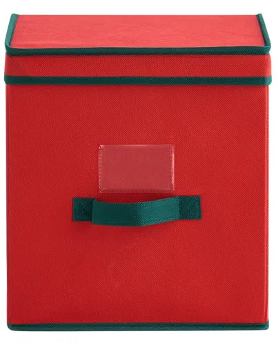 Around The Home Square Fabric Ornament Storage Bin With 64 Compartments In Red