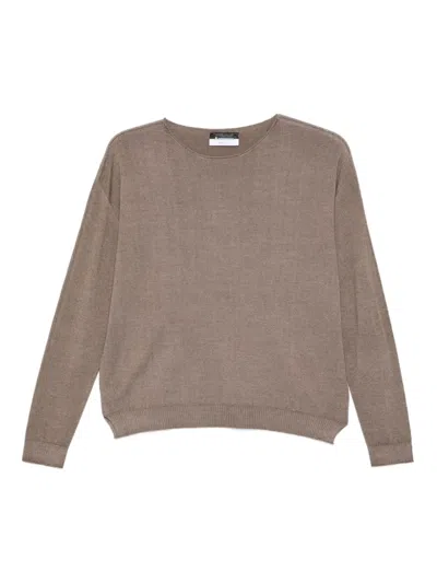 Arovescio Boat-neck Long-sleeve Sweater In Pink