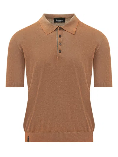 Arovescio Button-front Cut-sleeve Polo Shirt In Pumpkin