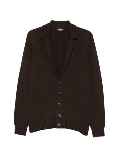 Arovescio Button-up Notched-lapel Cardigan In Brown