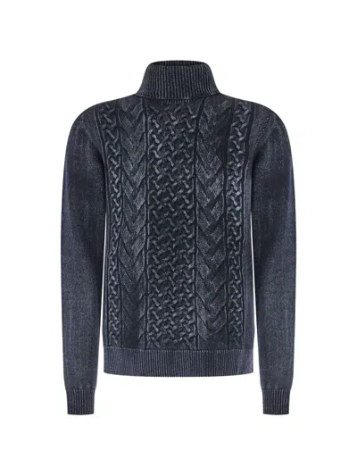 Arovescio Cable-knit Roll-neck Sweater In Blue