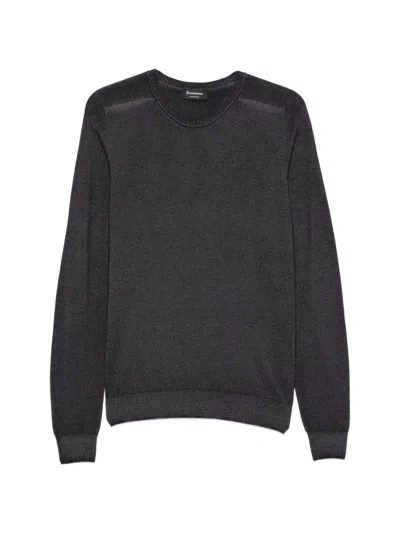 Arovescio Crew-neck Long-sleeve Knit In Gray