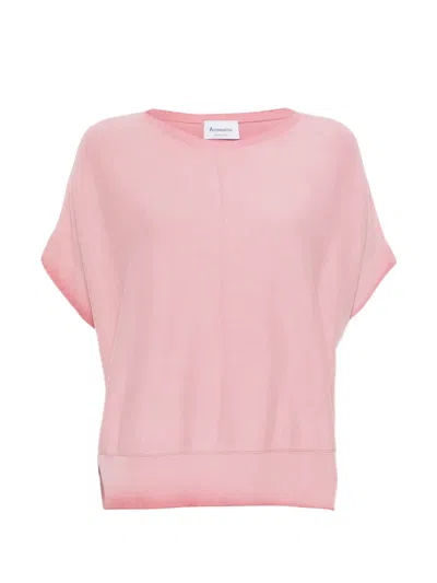 Arovescio Crew-neck T-shirt In Pink
