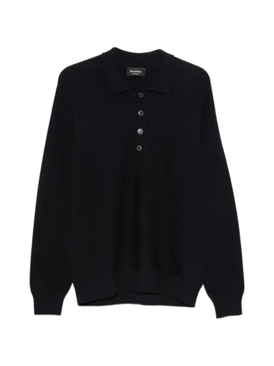 Arovescio Half-button Sweater In Blue