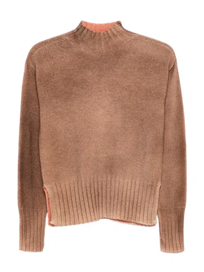 Arovescio High-neck Sweater In Brown