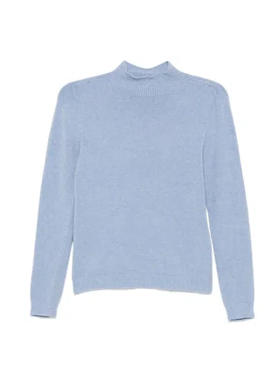 Arovescio Stehkragen-pullover Mit Geripptem Besatz In Blue