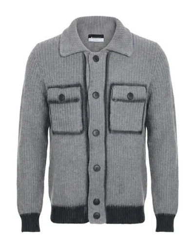 Arovescio Man Cardigan Grey Size 40 Merino Wool, Cashmere In Gray
