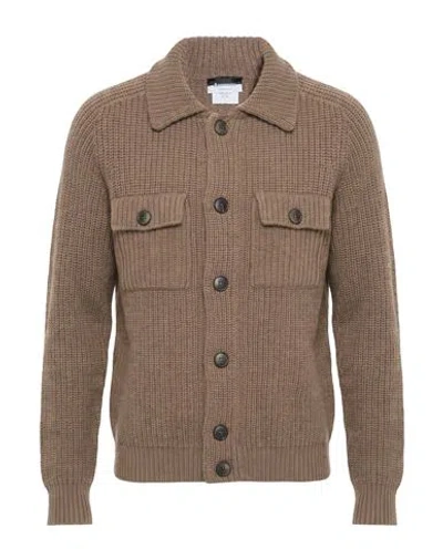 Arovescio Man Cardigan Taupe Size 42 Merino Wool, Cashmere In Brown