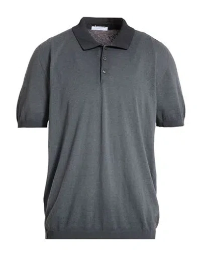 Arovescio Man Polo Shirt Charcoal Size 44 Cotton In Black
