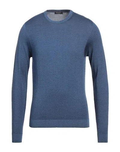 Arovescio Man Sweater Blue Size 46 Merino Wool, Silk